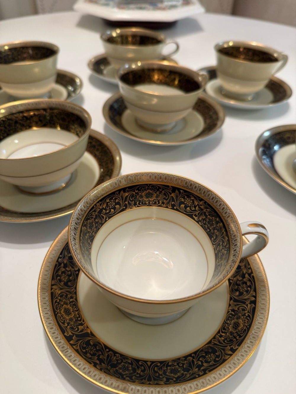 RARE! Coffee/Tea Set Vintage Noritake China Goldlea 4793,  8 Cups And Saucers